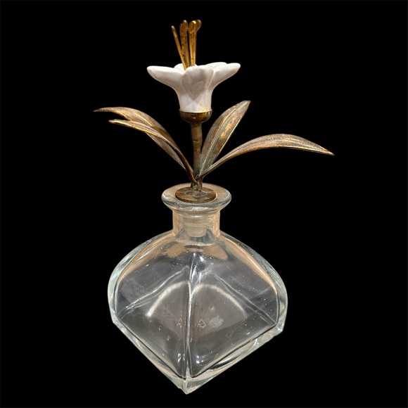 [ 2 FOR $40 ] GLASS BOTTLE WITH METAL & CERAMIC FLOWER BOTTLE STOPPER - Picture 4 of 13